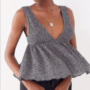 NWOT | Urban Outfitters | UO Marin Deep-V Peplum Top Grey | Size S